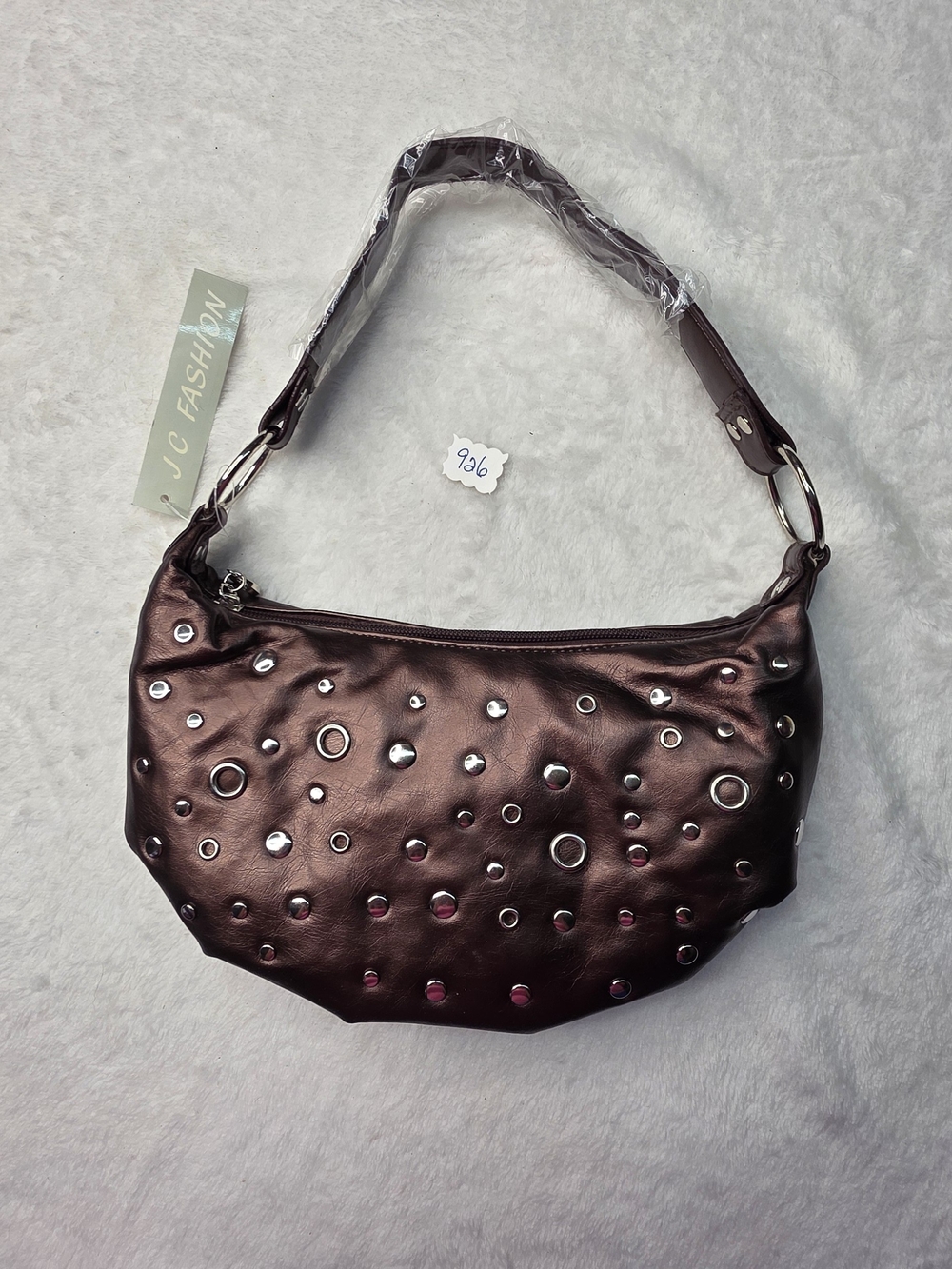 Metallic Brown Studded Shoulder Bag
